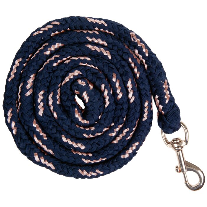 HKM træktov med Rosegold karabinhage Sort
